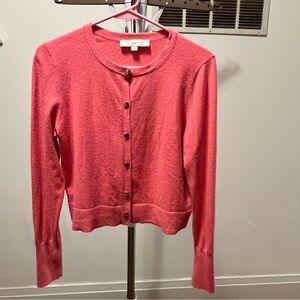 LOFT Hot Pink Women's Pink Cropped Cardigan Sweater size medium
